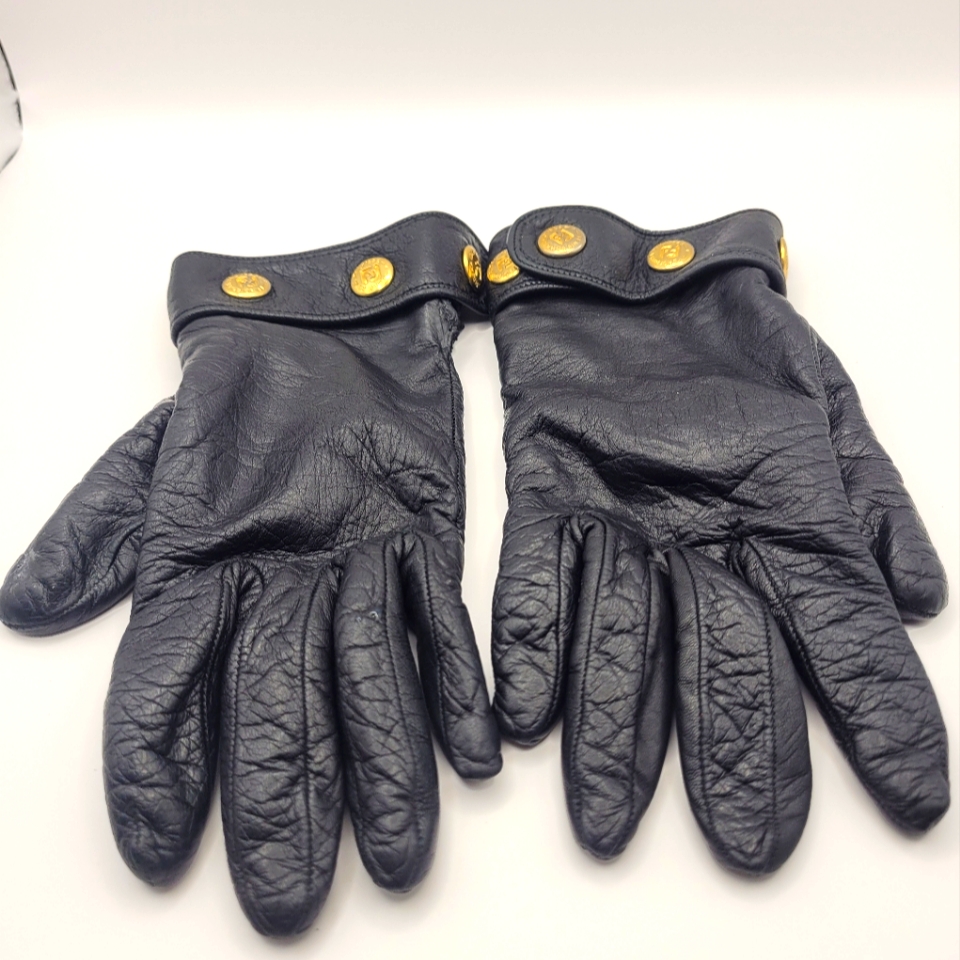 Fendi Leather Double F Emblem Gloves